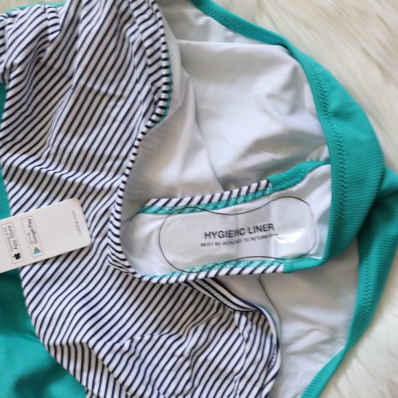 Cupshe Teal and Black Striped One Piece Swimsuit - Picture 5 of 9